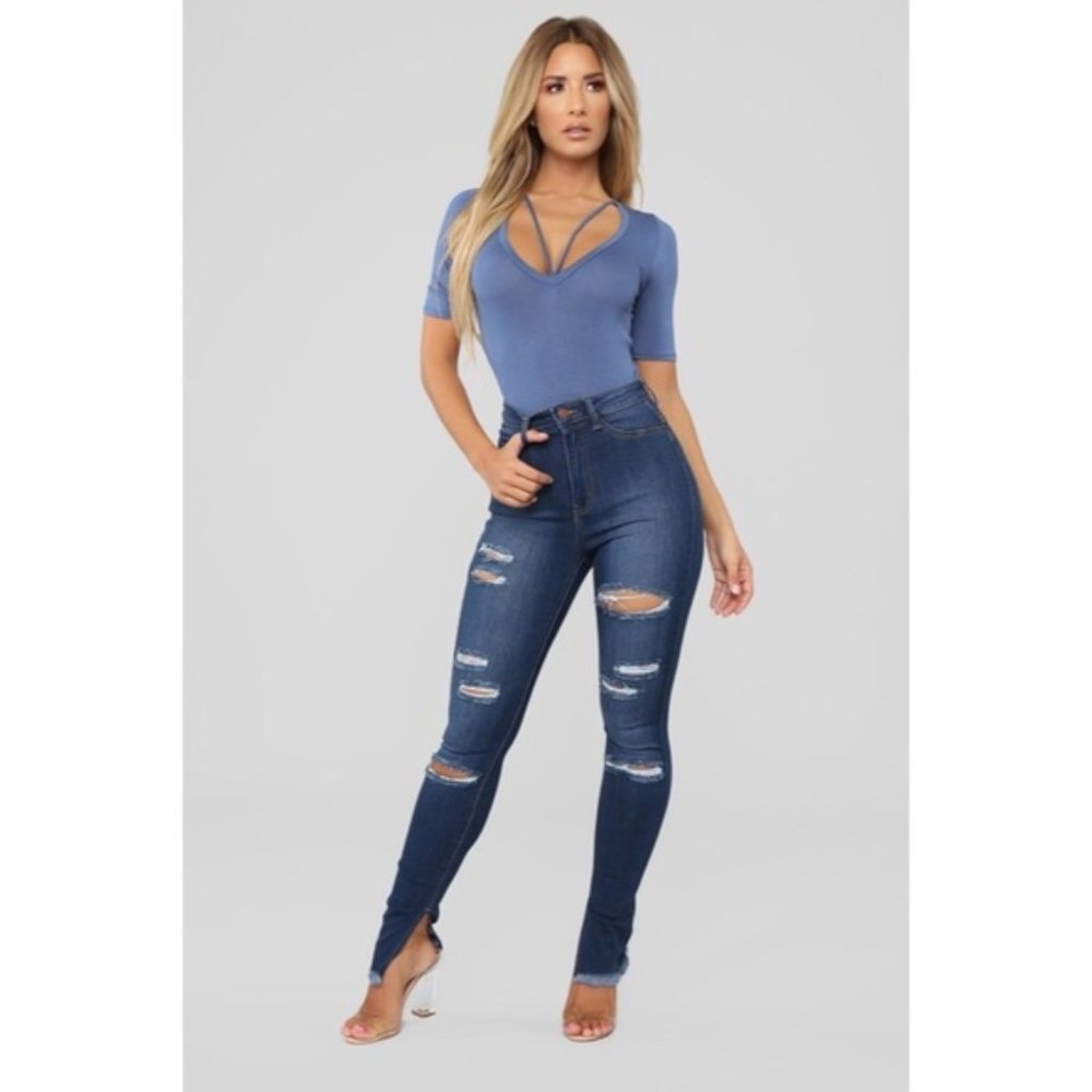 Drop The Basic Bodysuit - Vintage Blue